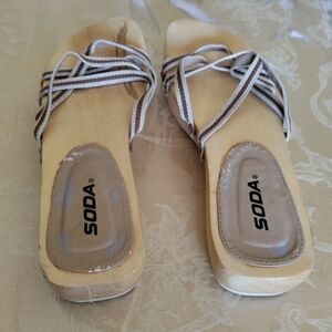 SODA Women's Tan Strappy Sandals